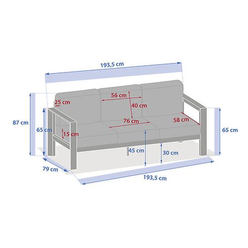 Canapé De Jardin En Aluminium 3 Places Evasion - Graphite