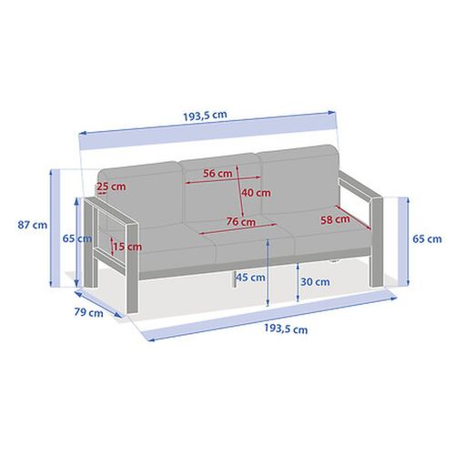 Canapé De Jardin En Aluminium 3 Places Evasion - Argile