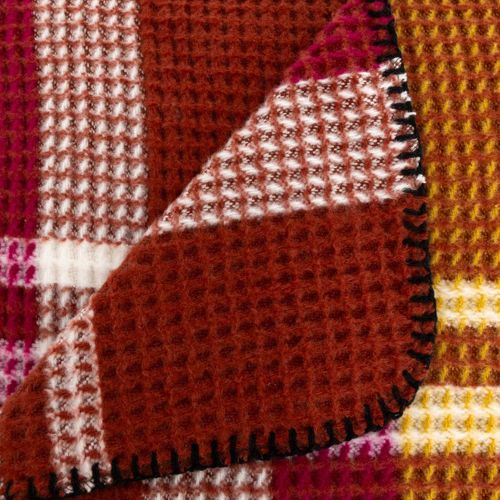 Plaid Nid D'abeille Motif Tartant Terracotta 130 X 180 Cm