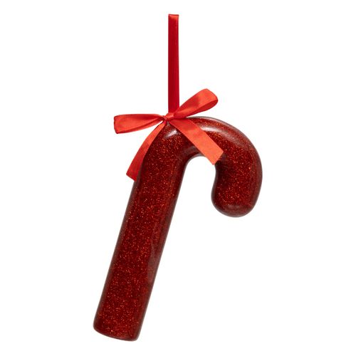 Déco De Sapin Sucre D'orge Rouge Pailleté H 15 Cm