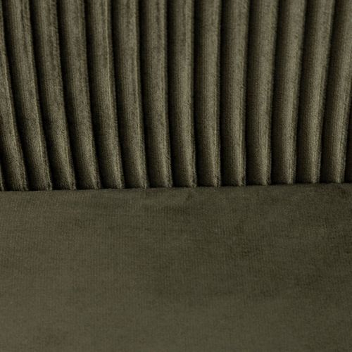 Fauteuil En Velours Vert Kaki Plissé Et Pieds En Métal Noir