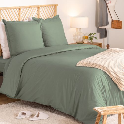 Parure De Lit Landiha Percale Vert Jade 240x220cm