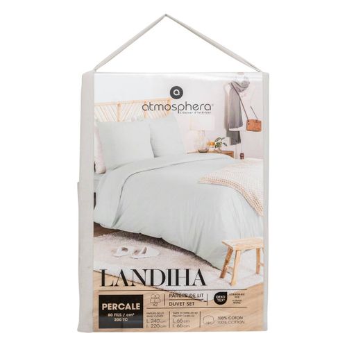 Parure De Lit Landiha Percale Beige Lin 240x220cm