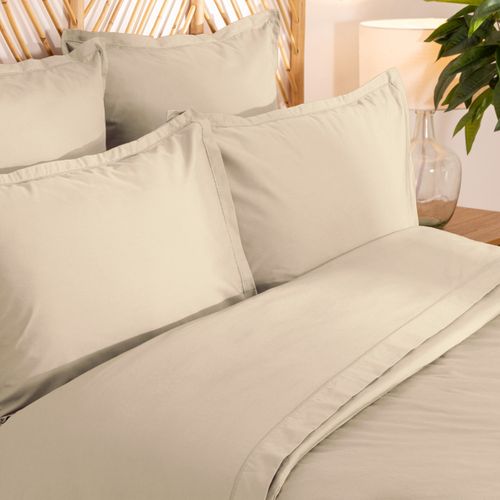 Parure De Lit Landiha Percale Beige Lin 260x240cm