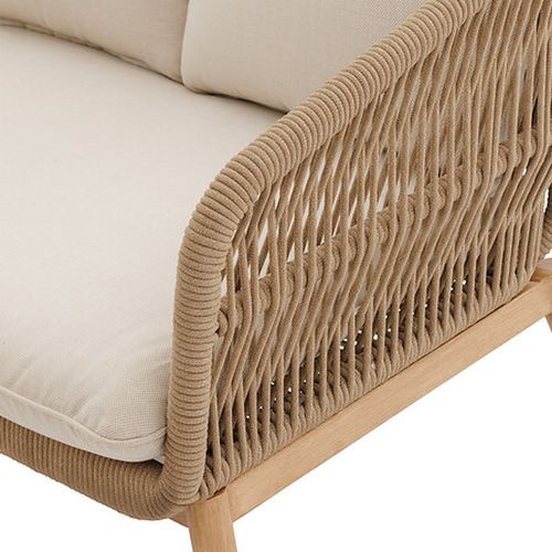 Fauteuil De Salon De Jardin En Acier Effet Bois Et Mailles Orissa - Taupe