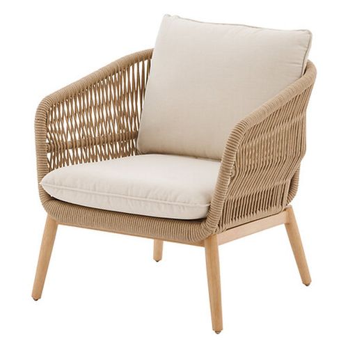Fauteuil De Salon De Jardin En Acier Effet Bois Et Mailles Orissa - Taupe