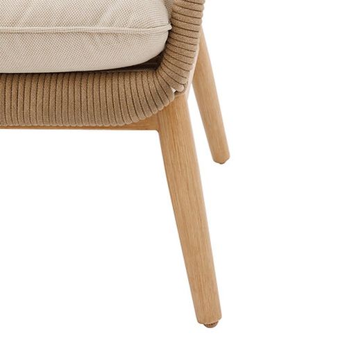 Fauteuil De Salon De Jardin En Acier Effet Bois Et Mailles Orissa - Taupe
