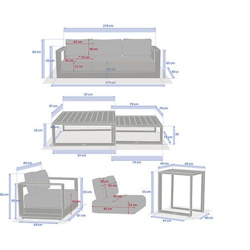 Salon De Jardin En Aluminium 5 Places Allure - Graphite