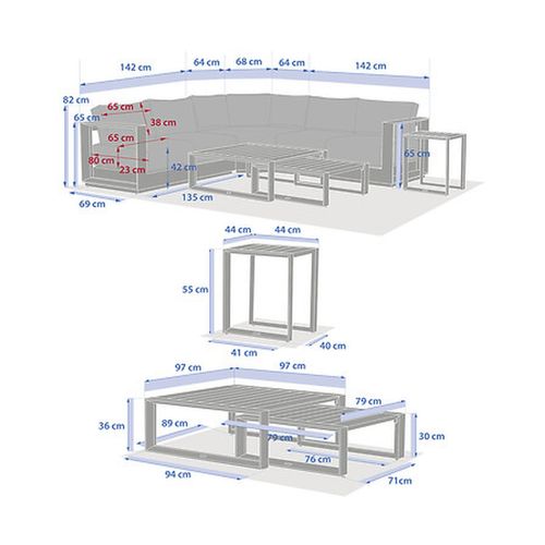 Salon De Jardin D'angle En Aluminium 5 Places Allure - Graphite