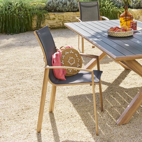 Fauteuil Extérieur Axant Poivre/imprimé Honey Effet Bois