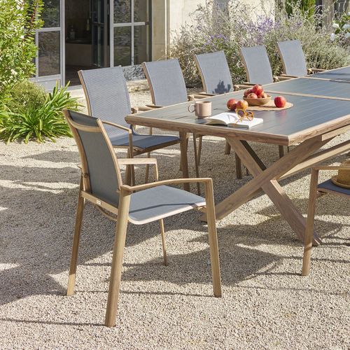 Fauteuil Extérieur Axant Poivre/imprimé Honey Effet Bois