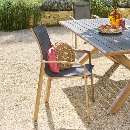 Fauteuil Extérieur Axant Poivre/imprimé Honey Effet Bois