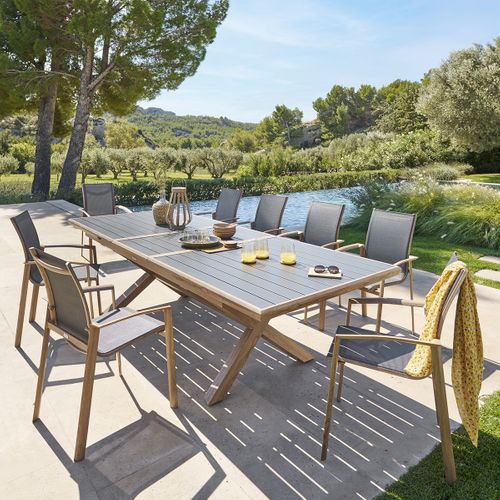 Table De Jardin Extensible "axiome" Graphite et Honey 10 Places En Aluminium