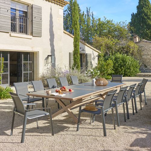 Table De Jardin Extensible "axiome" Graphite et Honey 12 Places En Aluminium