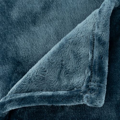Plaid Flanelle Fourrure Bleu Egéen 130 X 180 Cm