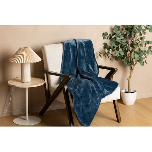 Plaid Flanelle Fourrure Bleu Egéen 130 X 180 Cm