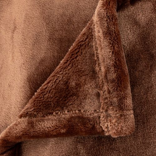 Plaid Flanelle Fourrure Marron Auburn 130 X 180 Cm