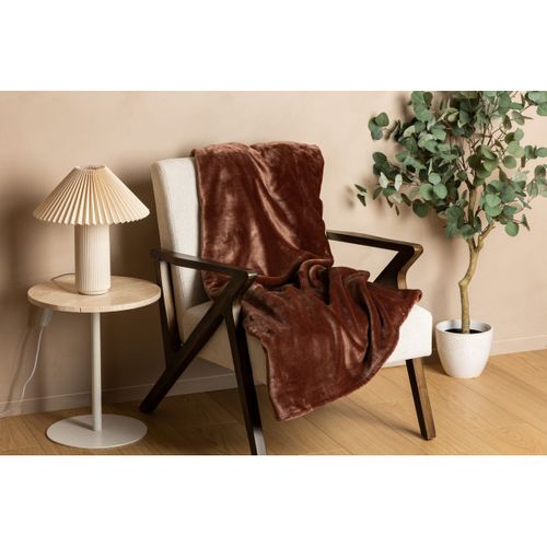 Plaid Flanelle Fourrure Marron Auburn 130 X 180 Cm