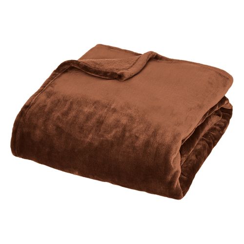 Plaid Flanelle Fourrure Marron Auburn 130 X 180 Cm