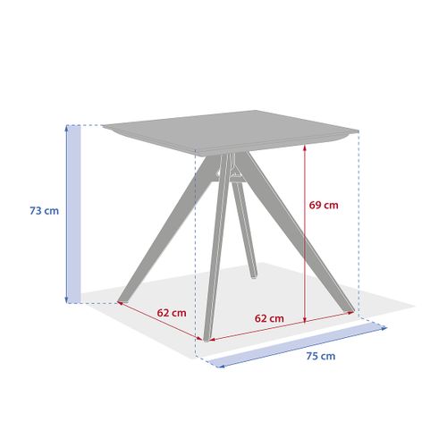 Table De Jardin Carré En Aluminium 2 Places Terzano - Vanille Et Argile