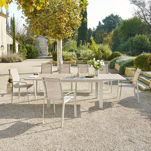 Table Extensible 10 Places Evasion Effet Bois Lin/argile Hespéride