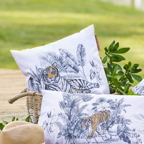 Coussin Déco D'extérieur "maoria" Motif Tigre 40 X 40cm En Polyester