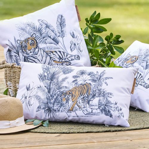 Coussin Déco D'extérieur "maoria" Motif Tigre 50 X 30cm En Polyester