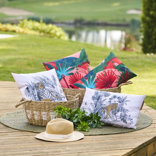 Coussin Déco D'extérieur "maoria" Motif Tigre 50 X 30cm En Polyester