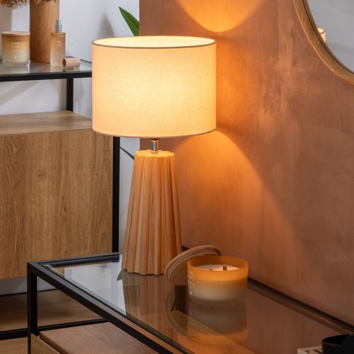 Lampe à Poser Adon 53 Cm Bois Beige Atmosphera