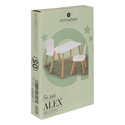 Ensemble Table Et 2 Chaises Enfant "alex" Blanc 3 Pièces