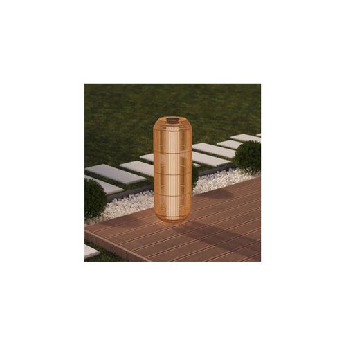 Grande Lampe D'extérieur Solaire Base Acier Beige D 28 X H 78 Cm