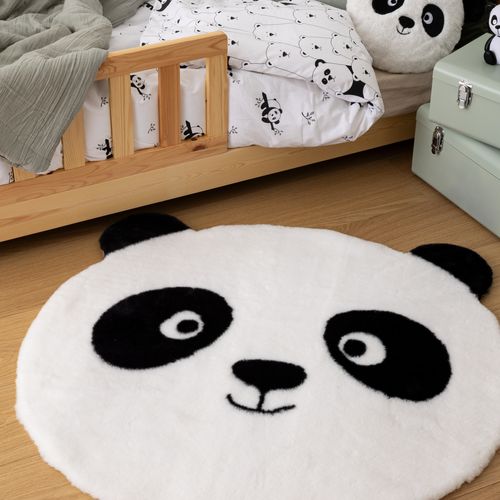 Tapis enfant Ø 100 cm PANDA Noir et blanc.