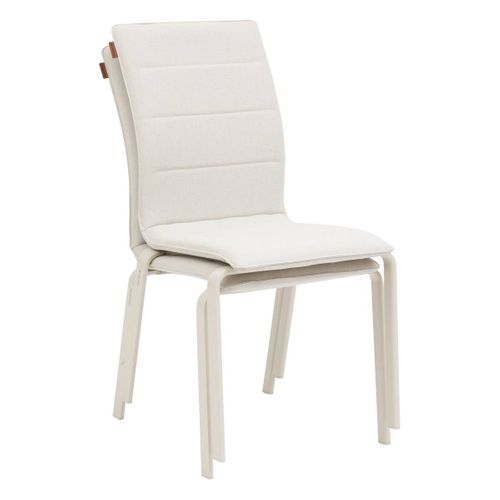 Chaise De Jardin Empilable "diese" Ivoire et Argile Aluminium Et Texaline