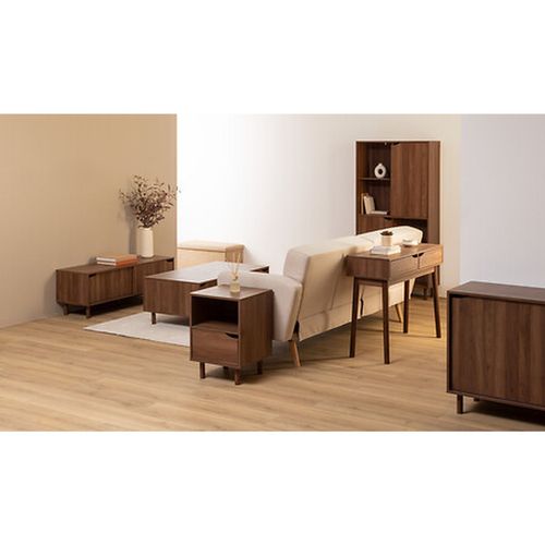 Meuble TV 2 Portes Coulissantes Effet Noyer Slidy - Marron