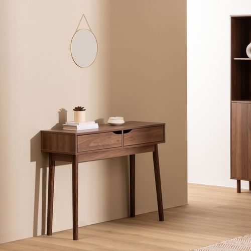 Console 2 Tiroirs Effet Noyer Slidy - Marron