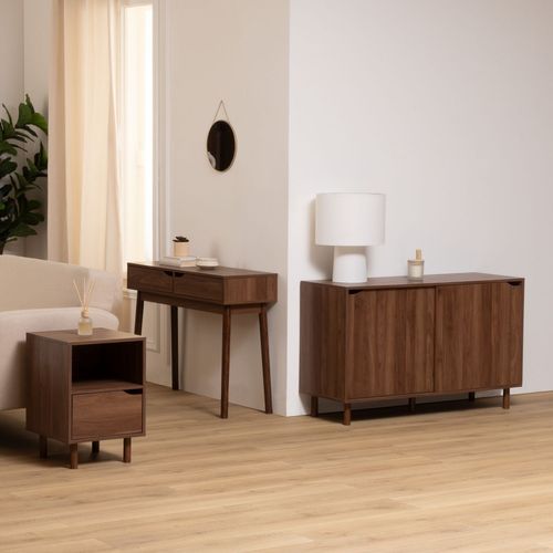 Console 2 Tiroirs Effet Noyer Slidy - Marron