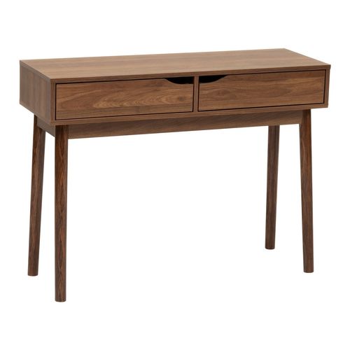 Console 2 Tiroirs Effet Noyer Slidy - Marron