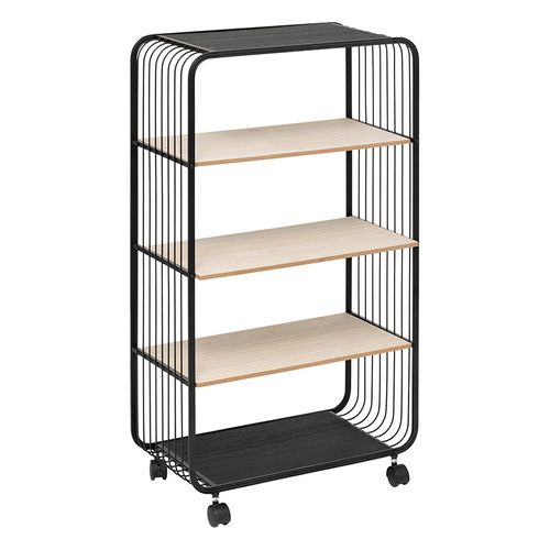 Étagère à Roulettes 4 Niveaux Métal Et Bois 5five