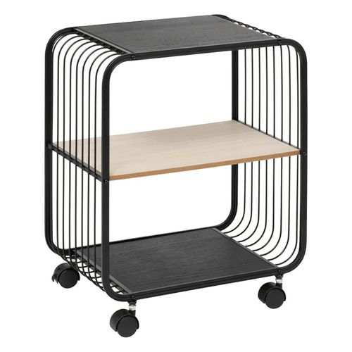 Étagère à Roulettes 2 Niveaux Métal Et Bois 5five