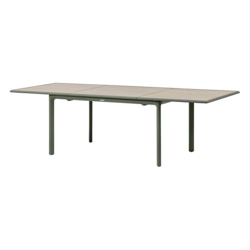 Table De Jardin "dilors" Effet Bois Lin et Vert Laurier 10 Places En Aluminium