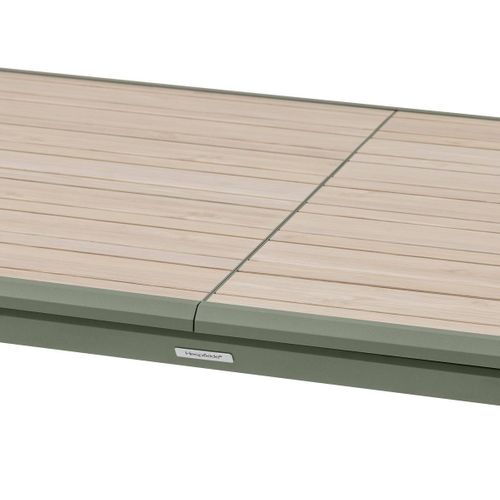 Table De Jardin "dilors" Effet Bois Lin et Vert Laurier 10 Places En Aluminium