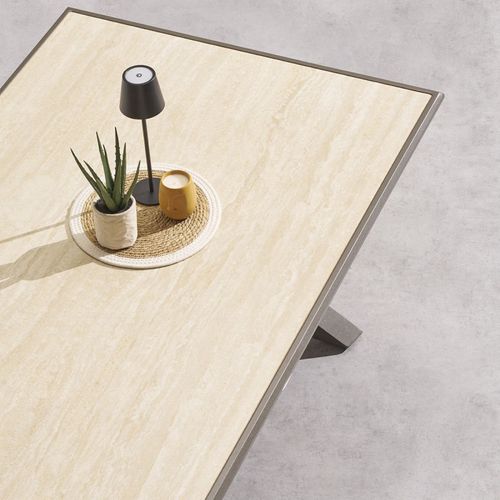 Table Extérieure Fixe Axiome 8p. Pierre Vanille/praline