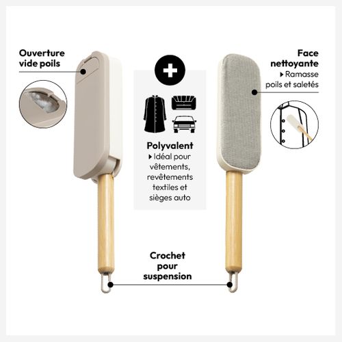 Brosse à Textile Avec Manche En Bambou Gris 7,3x4cm