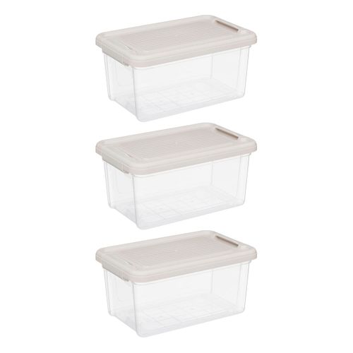 Lot De 3 Boîtes De Rangement Avec Fermeture à Clip 5l