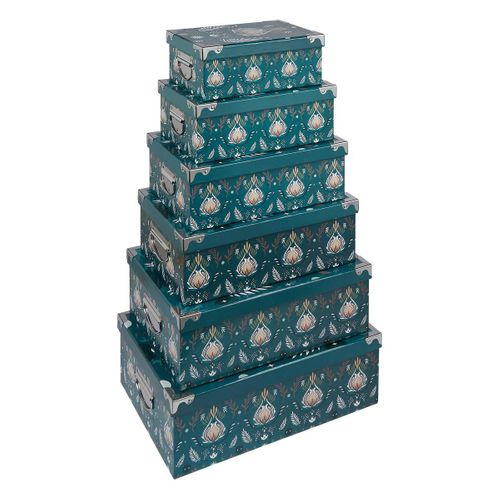 6 Boîtes De Rangements "box'" Bleu 48x33,5cm