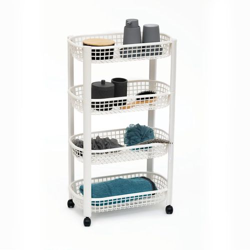 Desserte Roulante Resserre 4 Paniers Blanc H 79 Cm