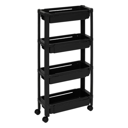 Desserte Roulante Extensible Resserre 4 Paniers Noir H 78.5 Cm