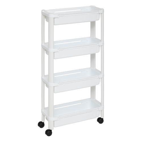 Desserte Roulante Extensible Resserre 4 Paniers Blanc H 78.5 Cm