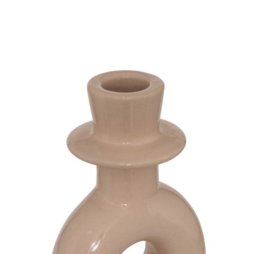 Lot De 2 Bougeoirs Chandeliers En Céramique Beige Et Vert