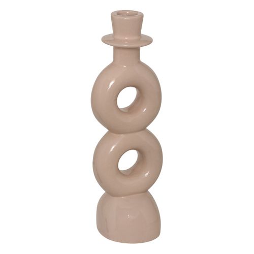 Lot De 2 Bougeoirs Chandeliers En Céramique Beige Et Vert